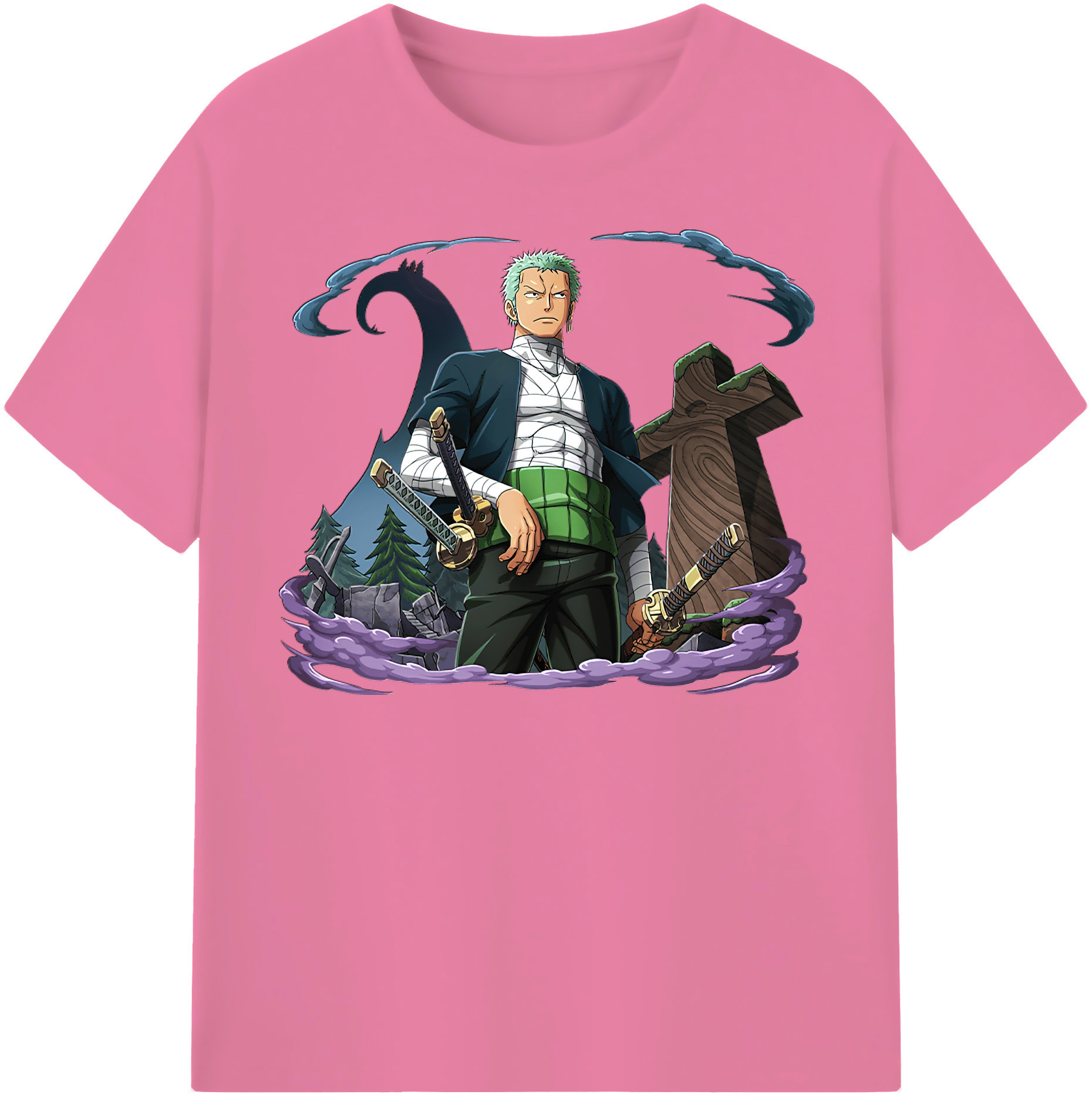 ワンピース ロロノア・ゾロ ONE PIECE Roronoa Zoro 綿100％半袖Tシャツ（フロントプリント）